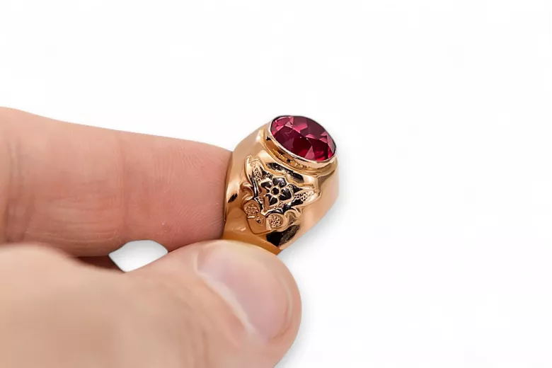 Vintage 14k ružové zlato Rubínový prsteň Vintage štýl vrc078r